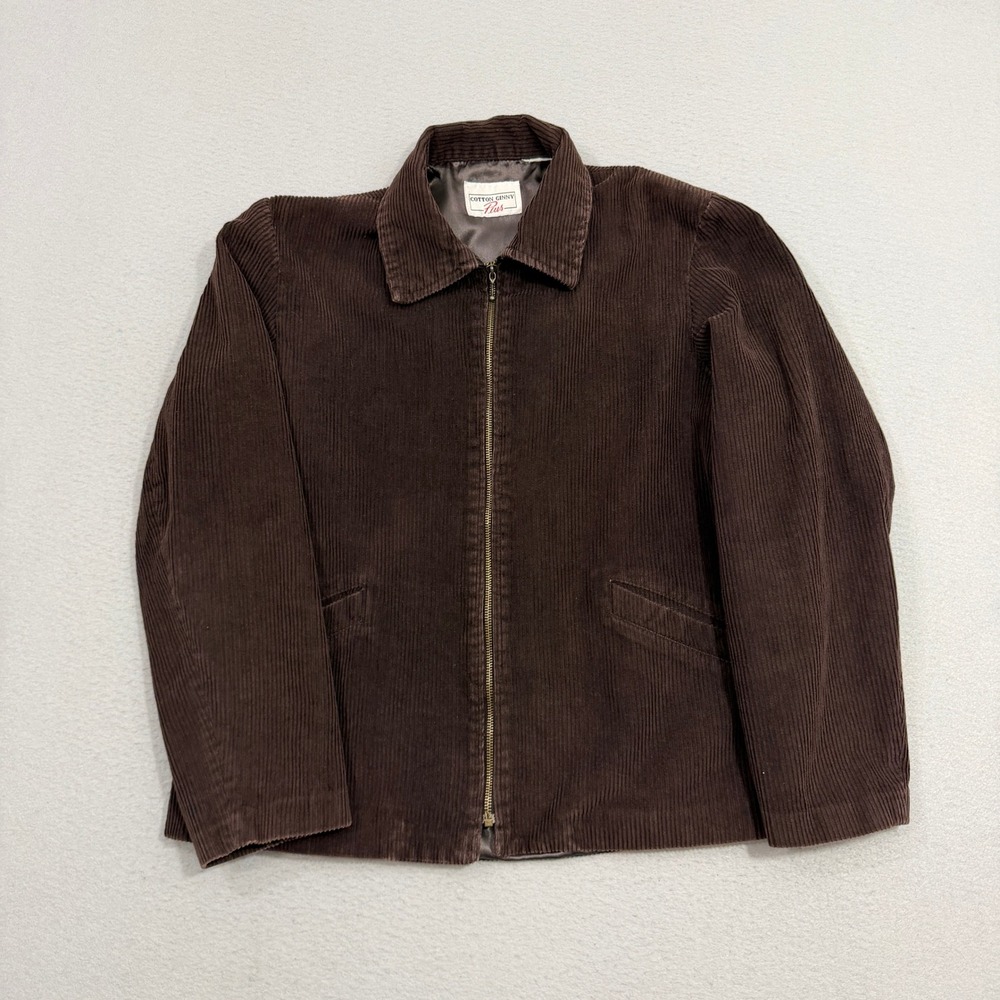 Vintage Cotton Ginny Corduroy Ricky Jacket Womens Medium Brown Full Zip Collared
